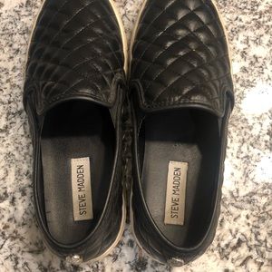 Steve Madden Black Quilted Slip Ons